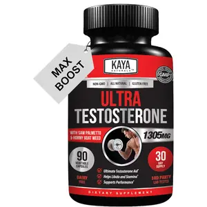 HOT! Kaya Naturals Ultra Testosterone - Men's Testosterone Booster with Tongkat Ali, Horny Goat Weed, Tribulus - Natural Workout Supplement for Energy, Stamina, and Strength Booster - 90 Count