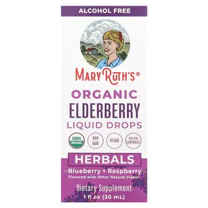 MaryRuth's Organic Elderberry Liquid Drops, Alcohol Free, Blueberry + Raspberry, 1 fl oz (30 ml)