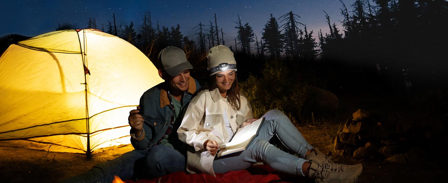 Lepro LED Headlamp Rechargeable - Super Bright Head Lamp with 5 Modes for Camping & Hiking Gear Essentials, IPX4 Waterproof Headlight Flashlight with Red Light, USB Cable Included