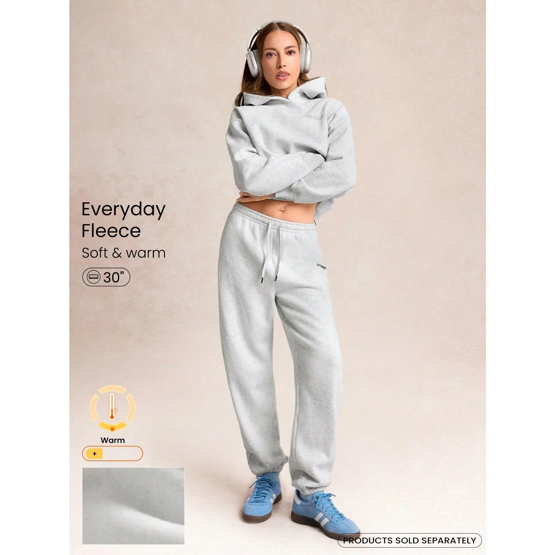 GLOWMODE Everyday Fleece Cozy Moves Ultra-Soft Warm Oversized Side Pockets Elastic Ankle Cuffs Adjustable Drawstring Waist Joggers Pants Daily Casual Outdoors Gym Studio Winter Wear