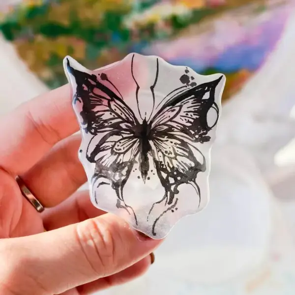 Black Butterfly Phone Grip, Gothic Fairy MagSafe Phone Grip, Aesthetic Magnetic Phone Holder, sticky Baby mount Library Card Flower-Shaped Multi-Functional Stand Universal Car Spooky Bat accessories Adjustable