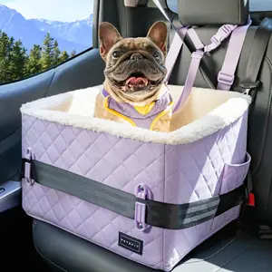 [5-year warranty] PETSFIT Dog Booster Car Seat, Soft Foam Cat Car Seat with Patented Safety Buckles, Storage Pockets and Detachable Clip-On Safety Leash, Dog Car Seats for Small Dogs Under 30 LBS