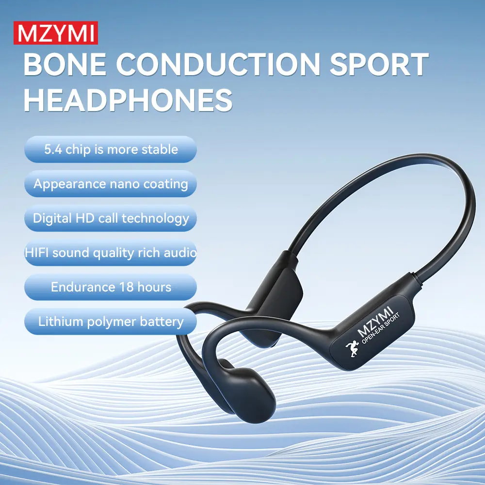 Wireless Bone Conduction Headphones, Bluetooth-Compatible Waterproof and Sweatproof Sports Earbuds, Earphone with Microphone for Running, Cycling, Hiking and Driving, Waterproof Headphones