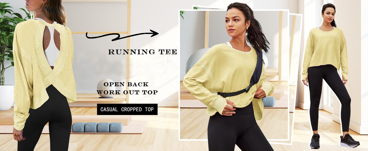 Naeduo Women's Long Sleeve Open Back Sports T-Shirt – Casual Yoga, Running & Workout Top, Y2K Style Naeduo Women's Long Sleeve Open Back Sports T-Shirt – Casual Yoga, Running & Workout Top, Y2K Style