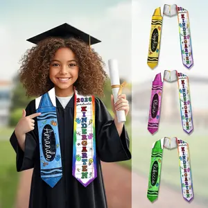 Pencil Graduation Stole, Custom Name Crayon Pre K Grad Sash, Kindergarten Class Of 2026 Boy Girl, Personalized Graduation Gift for Son