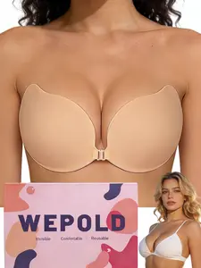 WEPOLD Mango Sticky Bra Push Up Front Closure Invisible Silicone Medical-Grade Adhesive Pain-Free Nipple Protection Non-Adhesive Center Reusable Seamless Coverage for Backless Dress Womenswear-03