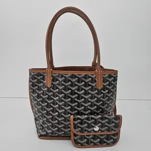 Pre-owned Goyard leather Tote Bags Mini Anjou Black Gold Handbag