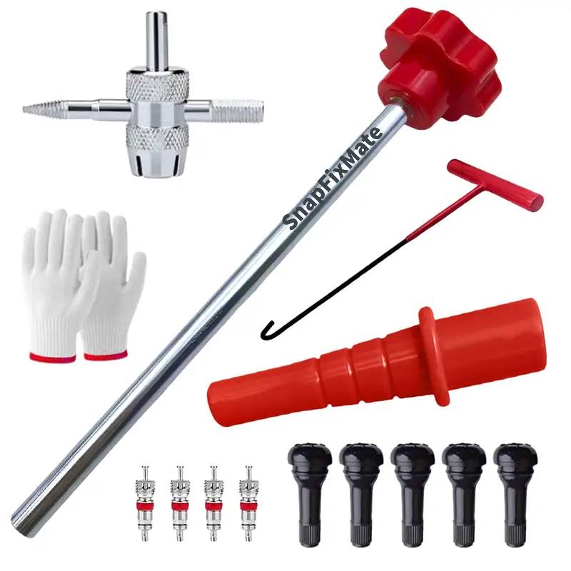 GJANSH 14-Piece Set Quick Change Tire Valve Tool Kit,Tire Valve Stem Core Quickly Replacement Tool Kit,Perfect Tool for Replacing Leaky Valves in Cars,ATVs,Trucks,Motorcycles, etc.with 5 TR413 Valve,4-Way Valve Tool,TikTokShopBlackFriday fathersdaygift