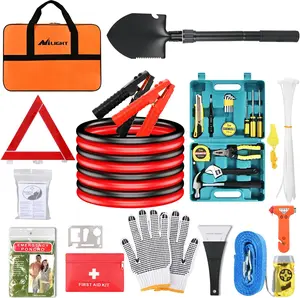 Nilight Car Emergency Kit with Jumper Cable Air Compressor Tire Repair Essential Tools First Aid Alligator Connector Electrical Kit for Travel Camping Outdoor Cars Truck SUV RV