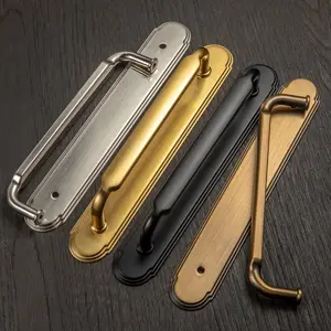 2 Pack Antique Brass Cabinet Pulls with Backplate Spacer Kitchen Drawer Handles Zinc Alloy Hardware for Elegant Home Decor