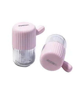 No-Charge vanity Portable Manual compact Contact Lens Cleaner Kit case  – Removes Protein with Double Box & Tweezers