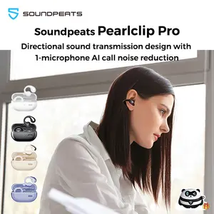 SOUNDPEATS PearlClip Pro 5.4 Bluetooth Headset 12mm Large Dual Magnetic Speakers Open Space Sound Ergonomic Design Total Endurance Approx. 24H Waterproof Rating IPX5 Support 1 Drag 2 Gaming Mode Low Latency Support APP Usage.