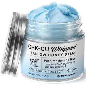 Copper Peptides GHK-Cu Beef Tallow for Skin: Blue Balm with Methylene Blue, Manuka Honey & Vitamin E – Natural Face and Body Moisturizer for Mature, Dry & Delicate Skin – 2oz