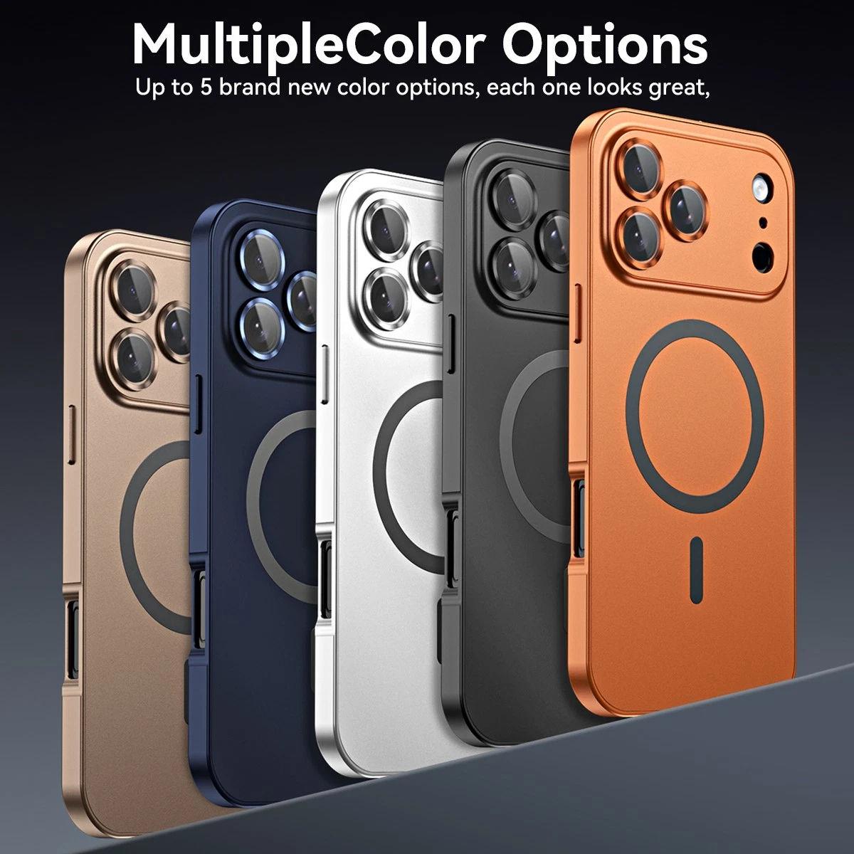 Magnetic Aluminum iPhone Case – Matte Finish, Shockproof Metal Bumper, MagSafe Compatible for iPhone 12/13/14/15/16/17 Pro/Pro Max