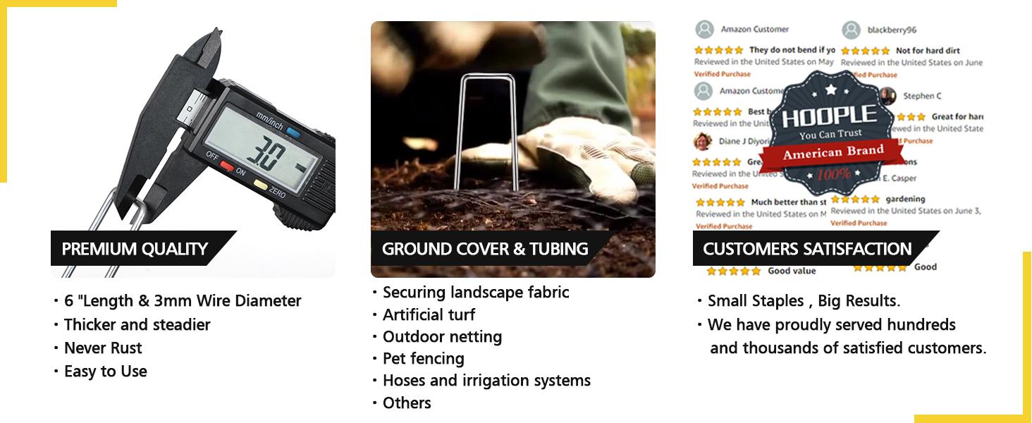 6 Inch Landscape Staples, Garden Stakes Galvanized Tent Stakes Heavy Duty 11 Gauge Anti-Rust Staples for Plant Cover, Turf, Fence, Grass Decoration 6 Inch Landscape Staples, Garden Stakes Galvanized Tent Stakes Heavy Duty 11 Gauge Anti-Rust Staples for Plant Cover, Turf, Fence, Grass Decoration