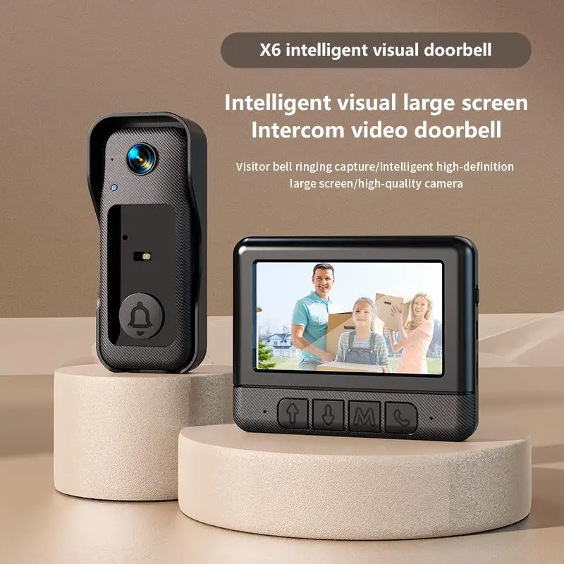 X6 Wireless Doorbell Camera,No WiFi Video Doorbell with Screen , No App, No Monthly Fees,Two-Way Talk, Night Vision,Voice Changing,Rechargeable Smart Visual Doorbell, , Safety Intercom for Privacy, Alarm, Sensor,waterproof,Security Camera Safety Phone