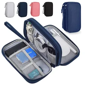 Travel Cable Organizer Pouch Electronic Accessories Carry Case Portable Waterproof Double Layers All-in-One Storage Bag for Cord, Charger, Phone, Earphone