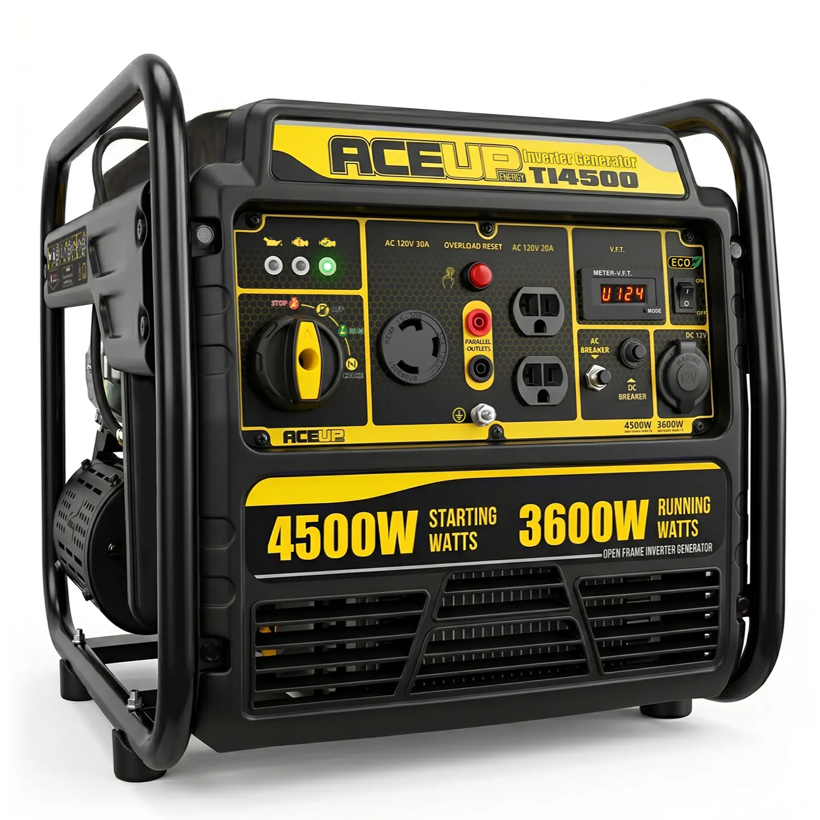 Aceup Energy 4500W Start Gas-Powered Portable Inverter Generator - 223CC Engine, EPA-Compliant TI4500, Metal Body, 120V 20A Overload-Safe Supply, Single Unit for Home, Camping, Festivals