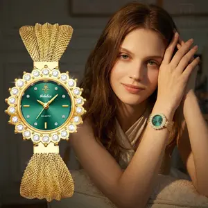 [Mother's Day Gift] Bling Crystal Women's Quartz Watch - Unique Bow Knot & Candy Shape Design, Luxury Gold-Plated Milanese Mesh Band, Diamond-Accented Dial, Fashion Jewelry Dress Watch for Girls & Women, Perfect Gift for Holidays & Birthdays