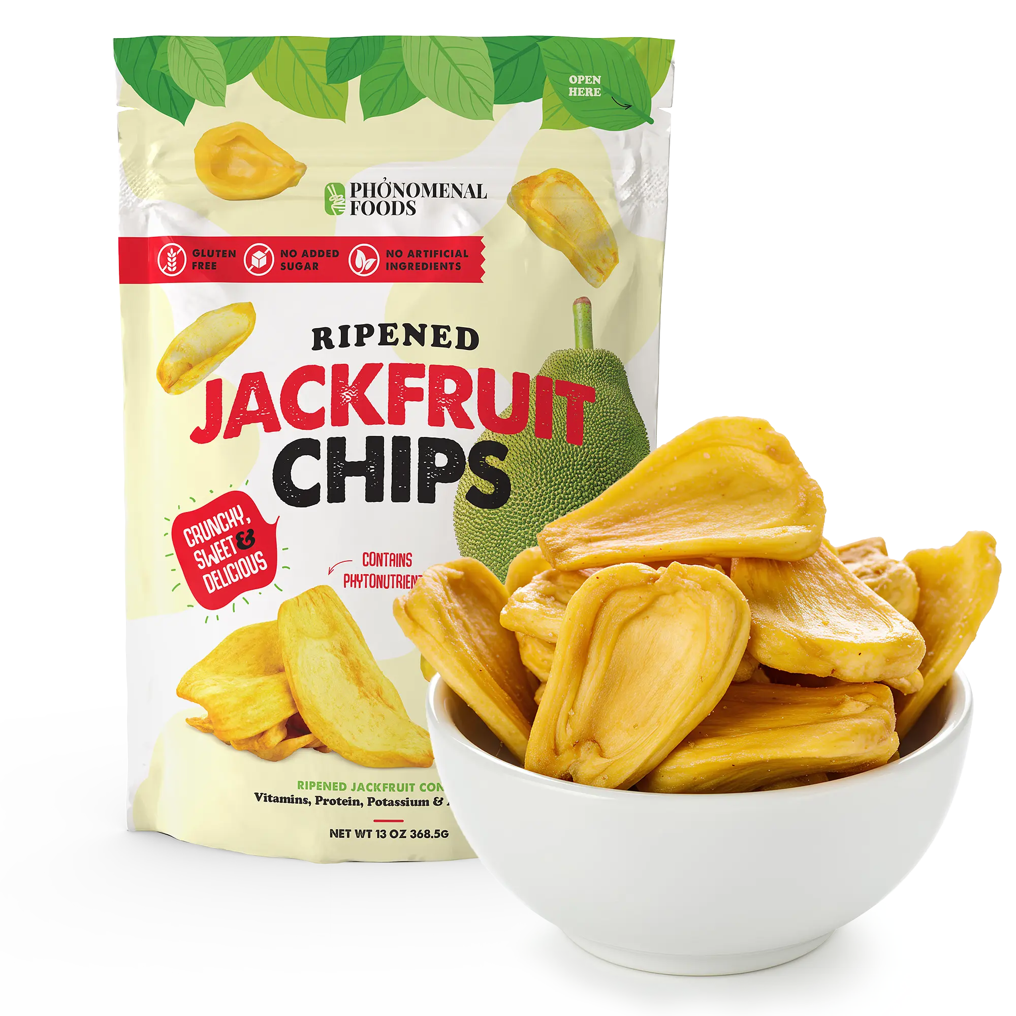 Pho'nomenal Ripened Jackfruit Chips (13oz Bag) Freeze Dried Food Organic Freeze Dried