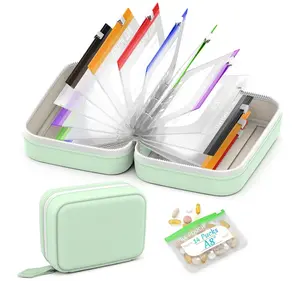 A8 Waterproof Pill Pouch Set, Large Weekly Pill Organizer with 14 Color-Coded Medicine Pouches, Reusable Travel Medicine Organizer, Zippered Pill Storage for Fish Oils, Vitamins