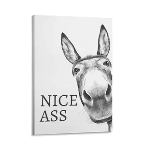 Donkey Head Canvas Poster High-Quality Farmhouse Home Decor Set Wall Art Sign Toilet Poster Fun Animal Bathroom Decoration New