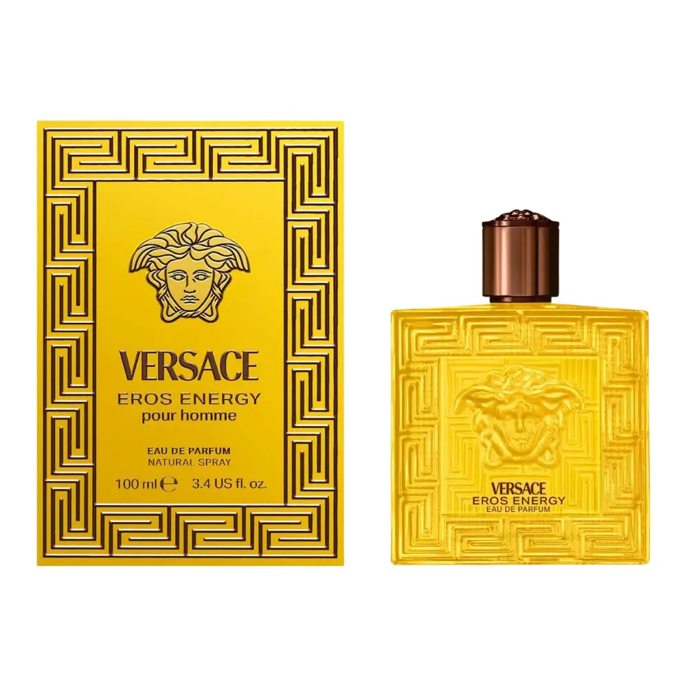 Men's Versace Eros Energy Pour Homme Eau De Parfum - 3.4 oz Citrus Aromatic Long Lasting Cologne, Aromatic Amber Spicy, Citrus Woody Musk, Invigorating Lemon Fragrance