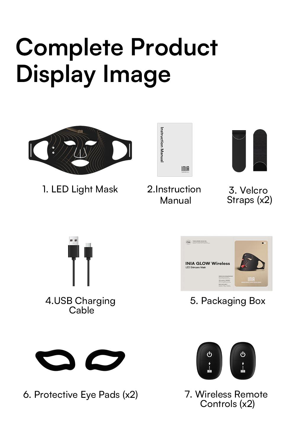 【LIVE EXCLUSIVE】INIA GLOW Wireless LED Face Mask, 2-Year Warranty, Portable and Rechargeable for LED Facial Mask Skincare at Home and Travel, The Ultimate Gift Choice for this Season