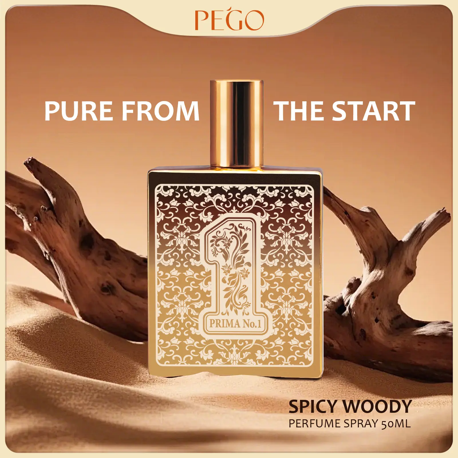 PEGO Prima No.1 Men's Eau de Parfum 1.7 oz/50 ml | Spicy Woody Cologne | Long-Lasting Luxury Fragrance | Perfect for Dates, Parties & Everyday Wear | Great Gift for Boyfriend, Husband & Father’s Day