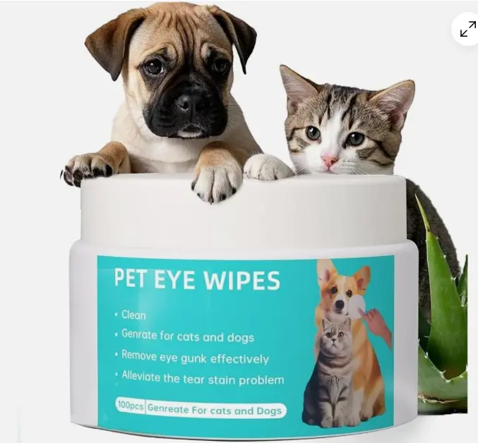 100pcs Non-Woven Pet Eye Cleaning Wipes Bulk Pack, Gentle & Non-Irritating Tear Stain Rem. for Dogs & Cats, Clean & Hygienic Hassle-Free Disposable Pet Eye Care Essentials