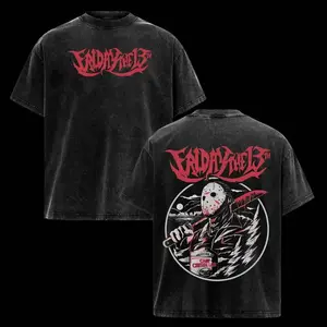 Friday the 13th Minimal Logo Washed T-Shirt – Vintage Horror Movie Graphic Tee, Unisex Streetwear Shirt, Dark Aesthetic Film Merch