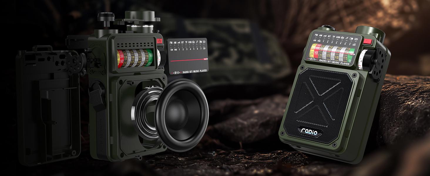 4000mAh NOAA Weather Emergency Radio, AM/FM/WB/SW, Bluetooth, Flashlight, SOS & Solar Power for Hurricane Preparedness & Outdoor Survival Springtok Audio Portable winter storm