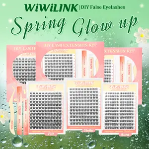 WiWiLINK Stella Flit Aura 3D Cluster Lashes - DIY Lash Extension Kit Ultra-Thin Transparent Bands, C/D Curl, 8-16mm (Includes Bond, Seal & Remover)