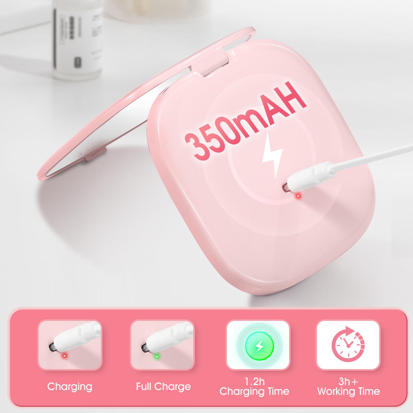 RAMUSO Lilac Mirror -  Compact Mirror Double Sided 1x/3x Magnifying for Travel,Makeup, Adjustable Lighted Pocket Mirror for Beauty, Skincare, Touch-Up, Home & On-the-Go | Compact Pink Hand Mirror Birthday Gift for Her Everyday Essential