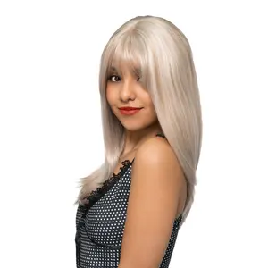 17-Inch Solid Silky Cream Blonde Blend Straight Synthetic Wig | 【Heat Resistant】【Cap Included】 |  FSGA