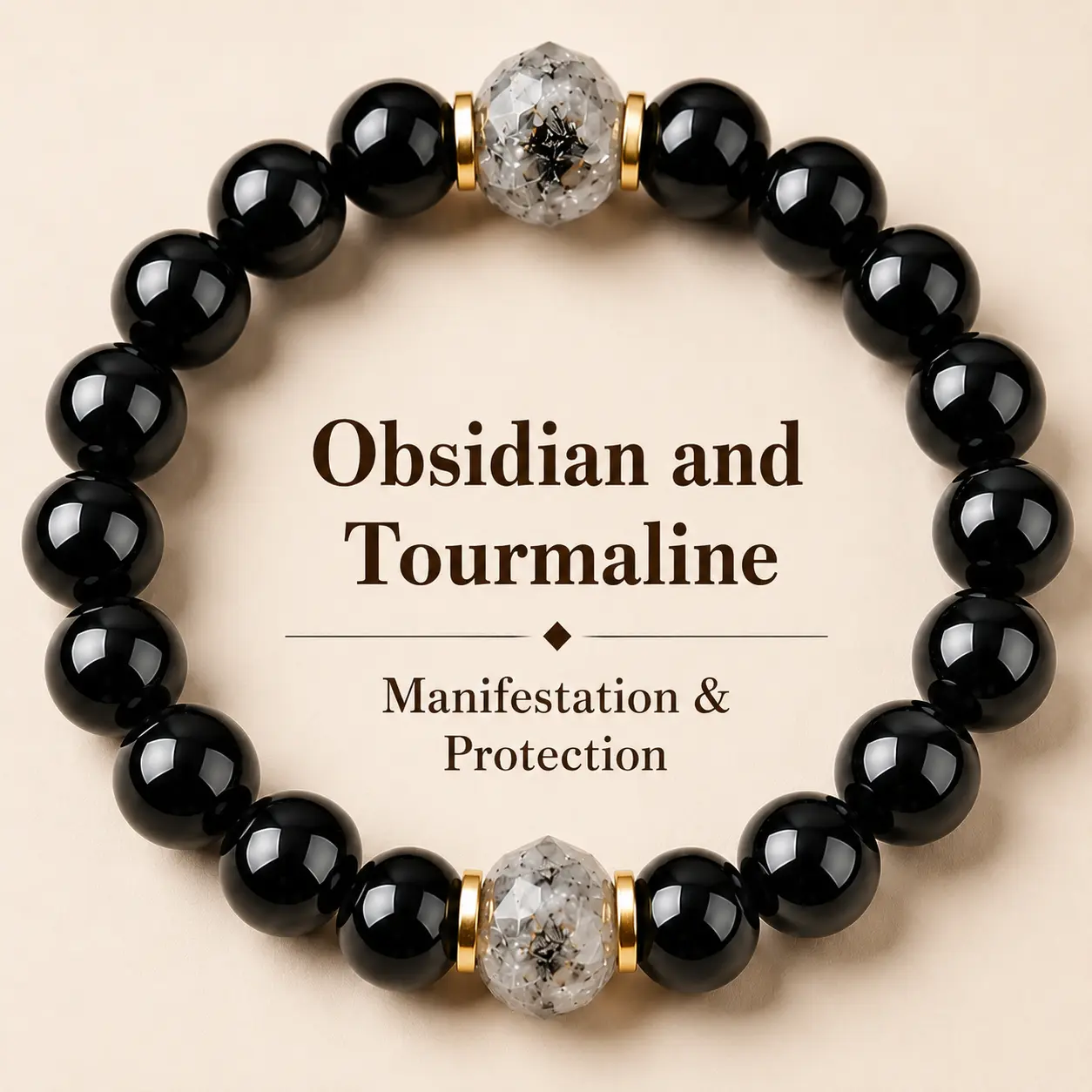 ARPURRAINA Obsidian-Black Tourmaline Bracelet, Black Grounding Crystals Jewelry for Manifestation & Protection, Healing Beaded Accessory for Men, Ideal Gift for Christmas Valentine Birthday