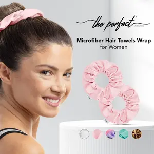 Microfiber Hair Drying Towel Scrunchies - The Perfect Haircare - Anti-Frizz & Silky Smooth - Ponytail/Bun Holder - Quick Drying & Absorbent - for Curly, Wavy, Long & Short Hair (2 Pack) (Aquamarine)