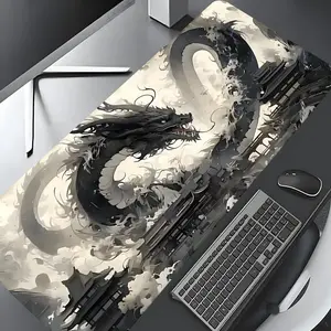 Vintage Black Dragon  Pattern Desk Mat, Rectangle Gaming Desk Mat, Non-slip Rubber Pad, Desktop Decoration Protection Pad for Home, Office, Laptop, Desktop Computer Games, Desk  Poccessories