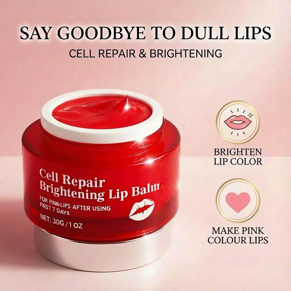 NovacaraX Brightening & Repairing Lip Balm brightens lip color, repairs dryness and chapping, creating soft, pink lips | Nourishing, smoothing, moisturizing, and lip care.