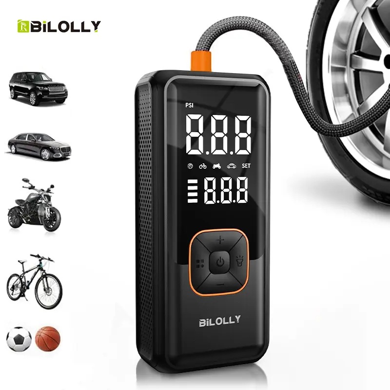 Wireless Tire Inflator - 150PSI Cordless Electric Air Compressor with Built-in Batteries, Digital Display, Smart Detection, Auto Shutoff, Emergency Light, Automotive Car Repair Tool for Cars, Bicycles