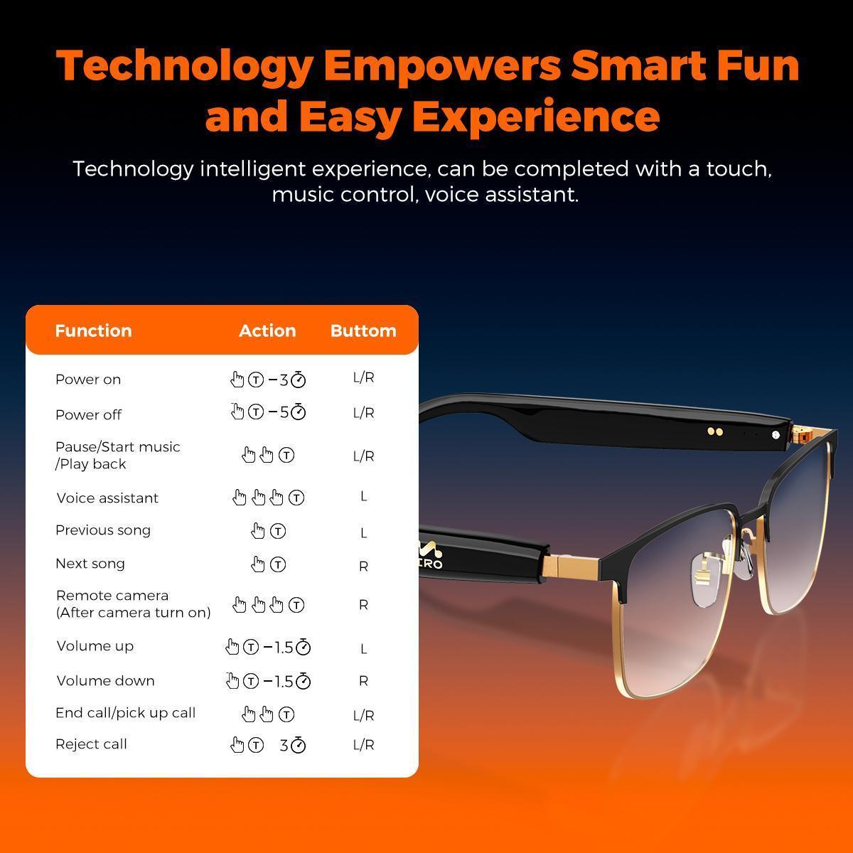 【W5】 MIRO Smart Audio Glasses (Lifetime FREE Membership) – 10-Hour Battery, Blue Light Filter, Stereo Audio for Meetings, Work, Travel & Daily Use – Wireless Smartglasses Headphones, Wearable Gadget, Ideal Gift for Professionals & Tech Lovers