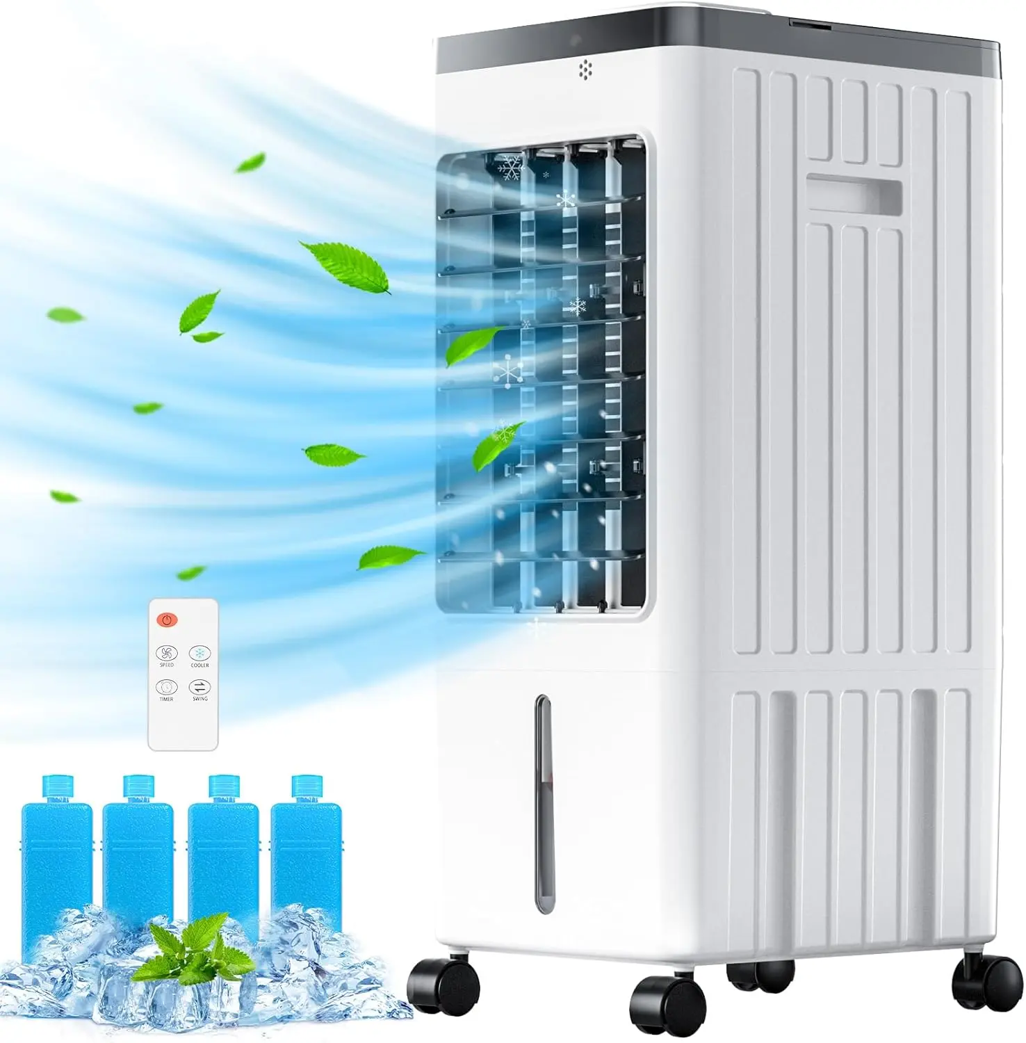 TazTir 3-in-1 Portable Air cooler Remote Control and Touchscreen,with Cooling, Dehumidifier, Fan,Powerful, Quiet, Lightweight Technology For Bedroom, Office, Living Room & More,White