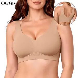 OEAK Women Comfortable Pullover Bra No Underwire Jelly Bras Seamless Full Coverage Supportive Bralette Everyday Sports Tshirt Bra Casual