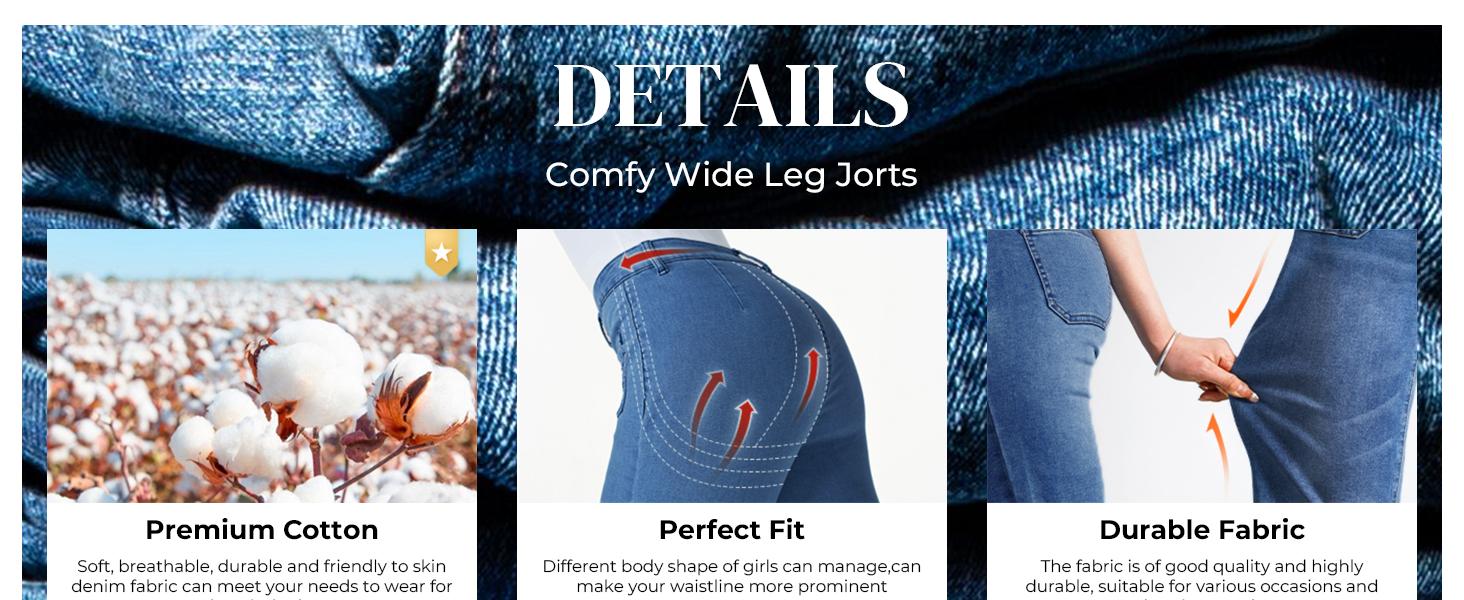 Emmiol Long Baggy Denim Jorts for Women - High Waisted Bermuda Y2k Jean Shorts Wide Leg Casual Trendy Streetwear Summer Pants