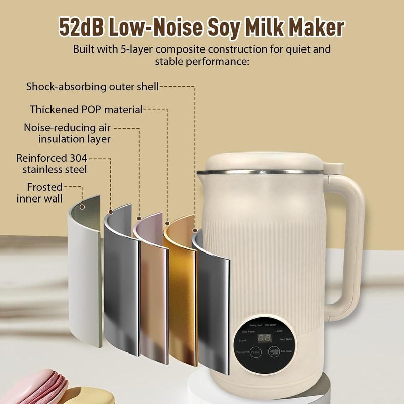 Boyuevi Nut milk maker, 8-in-1 self-made automatic plant, Soy, Almond, Oat, Coconut Milk, etc., multi-functional
