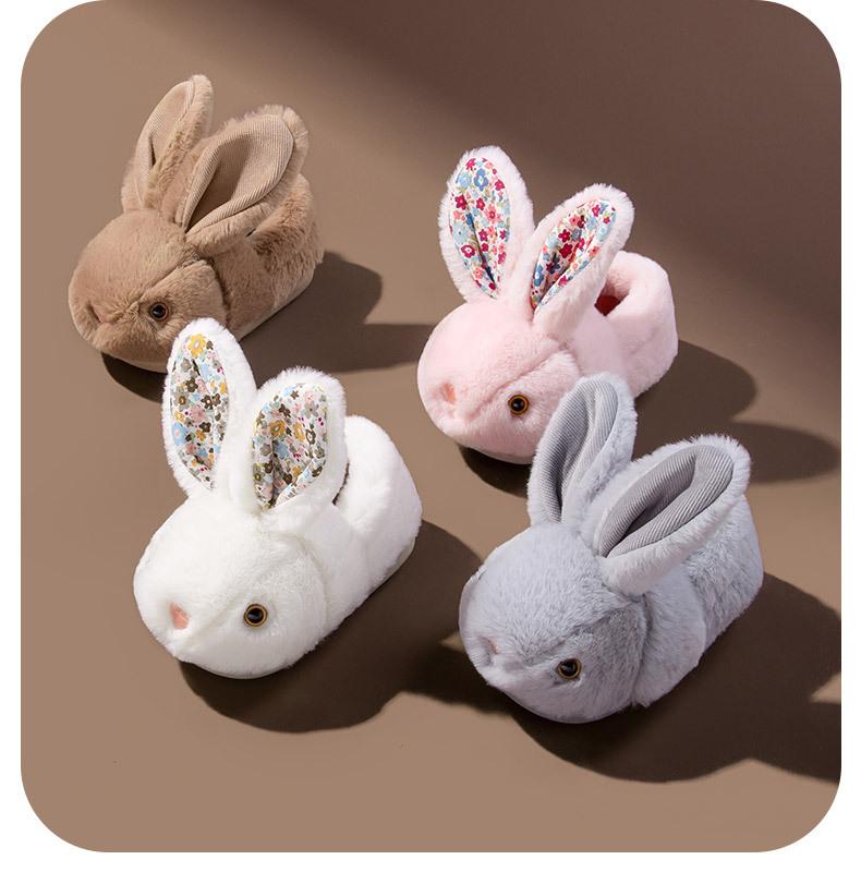 Lumubby Toddler Slippers Girls and Boys House Shoes Bunny Slippers Plush Cute Non-Slip Warm Winter Shoes Indoor Soft Cotton Footwear with 3D Bunny Eyes and Ears - Children