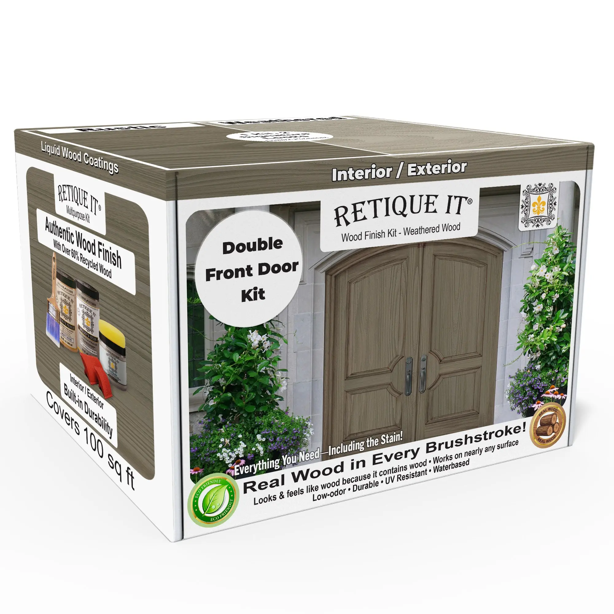 Wood'n Finish Front Door Kit (Double) - Weathered Wood