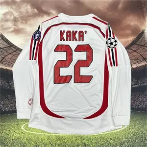 2006 2007 Away Retro White No.22 Kaka Long Sleeved Soccer Jersey