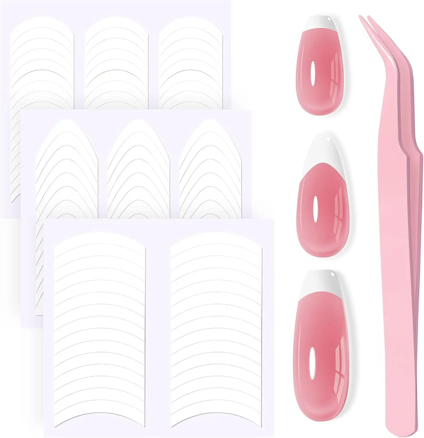 MelodySusie 45 Sheets French Manicure Nail Stickers, 3 Designs Self-Adhesive Nail Tip Guides, Professional French Tip Tools for DIY Salon-Quality Nail Art Decoration