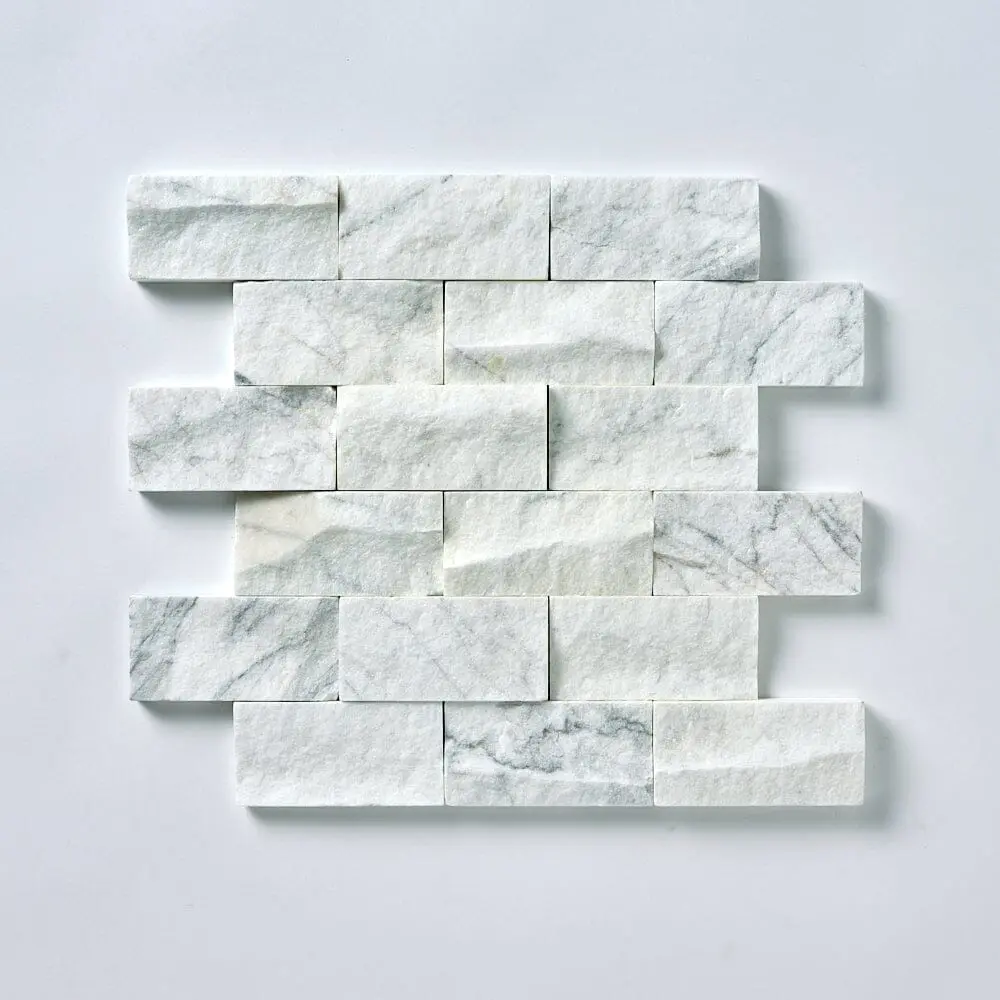 Calacatta Gold 12x12 Split Faced Marble Mosaic Tile